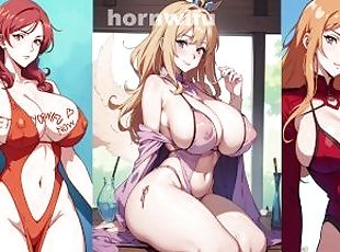 asiático, tetas-grandes, adolescente, anime, hentai, tetas