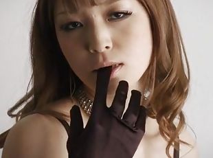 japonais, lingerie, incroyable, solo, posant