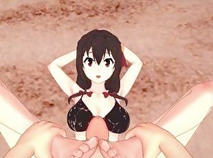 Yunyun Gives You a Footjob At The Beach! Konosuba Feet POV