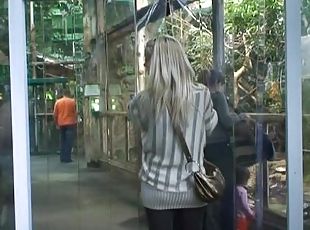 Beautiful blondie is having a tour in the Tropicarium