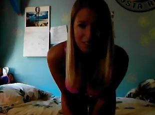 Kinky Blonde Fingers Her Pussy In Her Bedroom