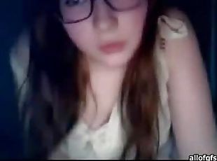 gafas, coño-pussy, amateur, adolescente, casero, pelirroja, webcam, a-solas, afeitada