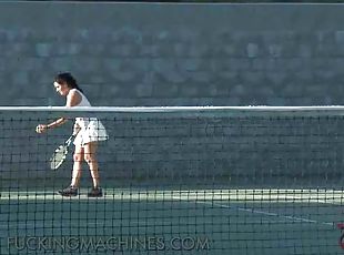 Super Busty Tennis Players Play With A Fucking Machine After Practice