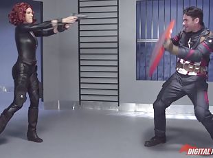 Superhero parody where Black Widow fucks Captain America