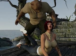 Pig monster brutally fucks busty redhead milf. 3d porn comic