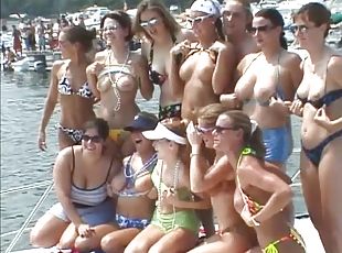 feste, ragazze-giovani, spiaggia, college, bikini, provocatorie