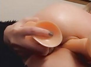 masturbieren, muschi, dilettant, anal-sex, spielzeug, doppelklicken, blondine, fest-tight, dildo, allein