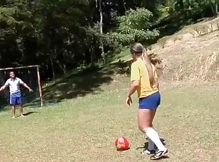 Latina strips off soccer uniform and models big ass