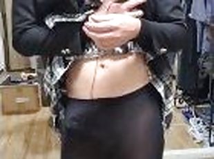 ????????????????????Vibrator masturbation in black tights uniform