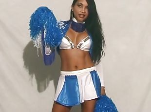 asiatisk, storatuttar, masturbation, fitta-pussy, leksak, cheerleader, dildo, ensam, uniform