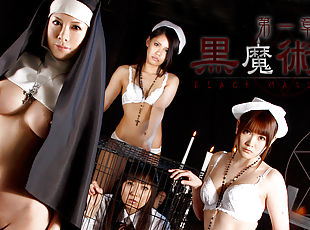 asiático, japonés, paja, negra, sexo-en-grupo, bukkake, hospital