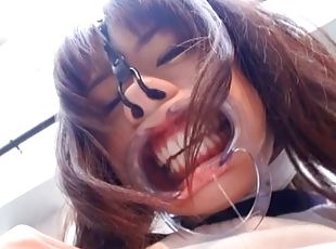 Subtitled weird Japanese face destruction shaved schoolgirl