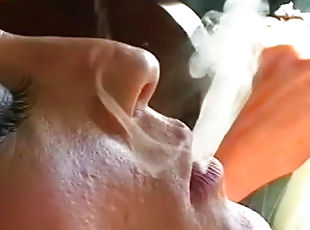 Impressive beauty smokes and teases