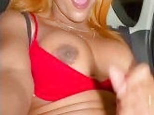 groß-titten, im-freien, transsexueller, latina, tranny, creampie, ficken