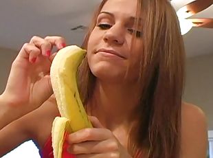 adolescente, pov, desobediente, banana, erotico