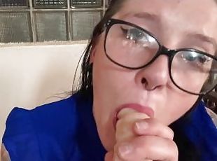 sekretær, amatør, blowjob, leke, deepthroat, skitten, pov, dildo, alene, våt