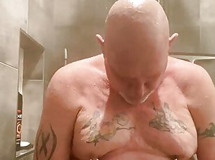 baignade, papa, masturbation, ejaculation-sur-le-corps, gay, branlette, américaine, douche, pappounet, blanc