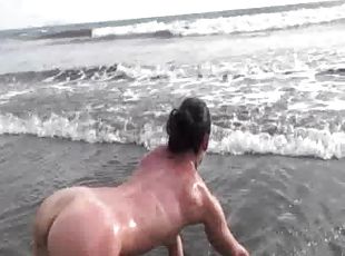 masturbation, en-plein-air, chatte-pussy, plage, naturel, solo, magnifique, brunette