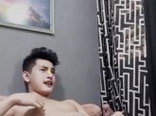 asiatisk, masturbation, amatör, cumshot, gigantisk-kuk, avrunkning, ensam, kuk