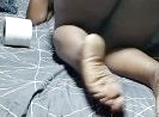 cul, masturbation, orgasme, amateur, ébène, black, belle-femme-ronde, britannique