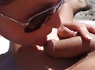 Beach blowjob and cum