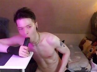 asiatisk, onani, amatør, blowjob, dildo, alene