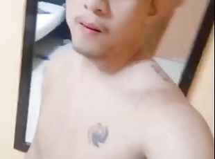 asiático, masturbação, amador, tiro-ao-alvo, adolescente, gay, gozando, sozinho, hotel, tatuagem