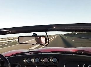 Dodge Viper going fast.