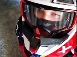 Horny guy jerking off in my Motocross MXHELMET