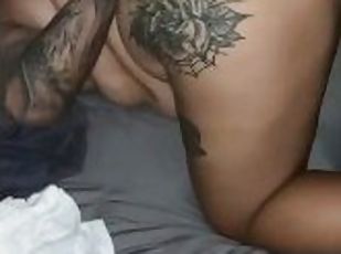 femme, amateur, babes, énorme-bite, latina, tatouage, bite