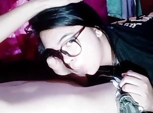 asiatique, lunettes, étudiante, amateur, fellation, milf, ejaculation, philippine, brunette