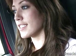 amateur, babes, couple, voiture, petite-amie, horny, drôle, petit-ami, réalité