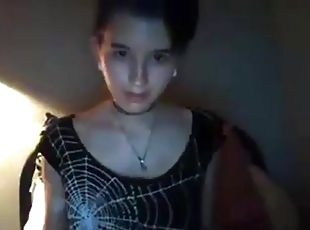 mager, teenager, naturlig, webcam, solo, hollandsk, drillende