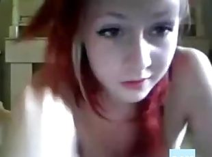 gros-nichons, masturbation, ados, rousse, culotte, webcam, serrée, mignonne, solo