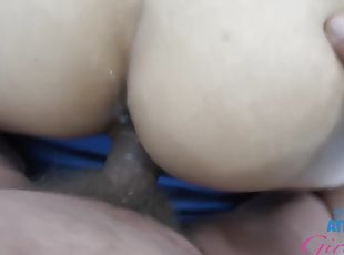 vagina-pussy, penis-besar, creampie-ejakulasi-di-dalam-vagina-atau-anus-dan-keluarnya-tetesan-sperma, sudut-pandang, ketat, berambut-cokelat, tato