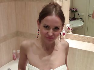 baignade, masturbation, babes, naturel, belle, douche, solo