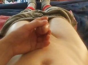 énorme, masturbation, amateur, ejaculation-sur-le-corps, énorme-bite, mignonne, solo, bite