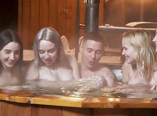 fürdőkádban, kemény, gruppenszex, jacuzzi, durván