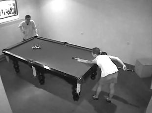 A guy can't resist the temptation to fuck a hot chick on the billiard table