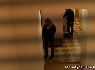 Hardcore fucking in the public corridor performed by a couple of nymphomaniacs