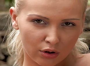 Blonde Babe Masturbates Naked in a Park