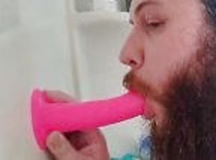 blasen, spielzeug, homosexuell, tief-in-die-kehle, dildo, allein