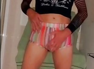 gros-nichons, masturbation, transsexuelle, amateur, lingerie, bout-a-bout, solo