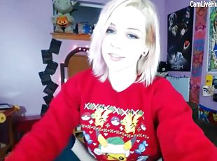 masturbação, cona-pussy, adolescente, brinquedo, meias, meias-calças, loira, natural, webcam, fetiche