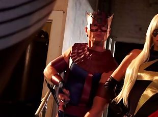 Spandex superhero beauty fucked hardcore