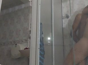 bañando, esposa, mamada, negra-ebony, interracial, negra, con-los-dedos, ducha, cornudo, hotel