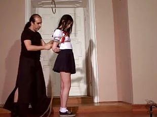 colegiala-schoolgirl, adolescente, sadomasoquismo, perfecto, bondage