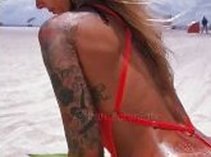 Hot tattooed girl on nudist beach! Check out our OF @lovehowitfeels.tv