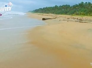 en-plein-air, amateur, indien, couple, plage