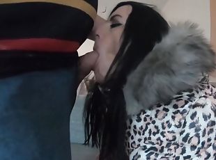 milf, deepthroat, rolleudvælgelse, sluge, synsvinkel, sperm, knepning-fucking, undertøj, brunette